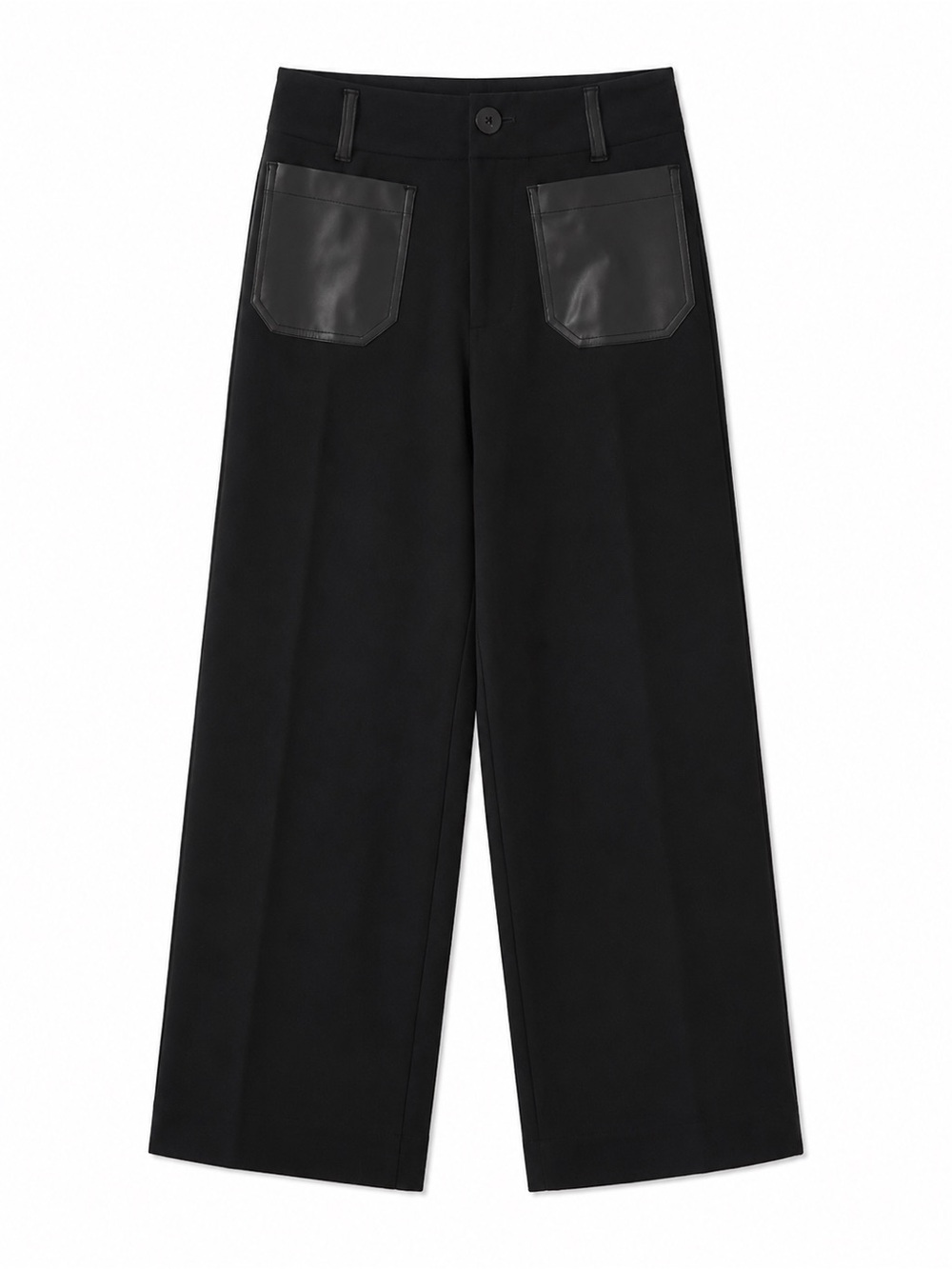 Maeve The Colette Cropped Wide Leg Pants Faux Leather Pocket Merrick White Sz 24